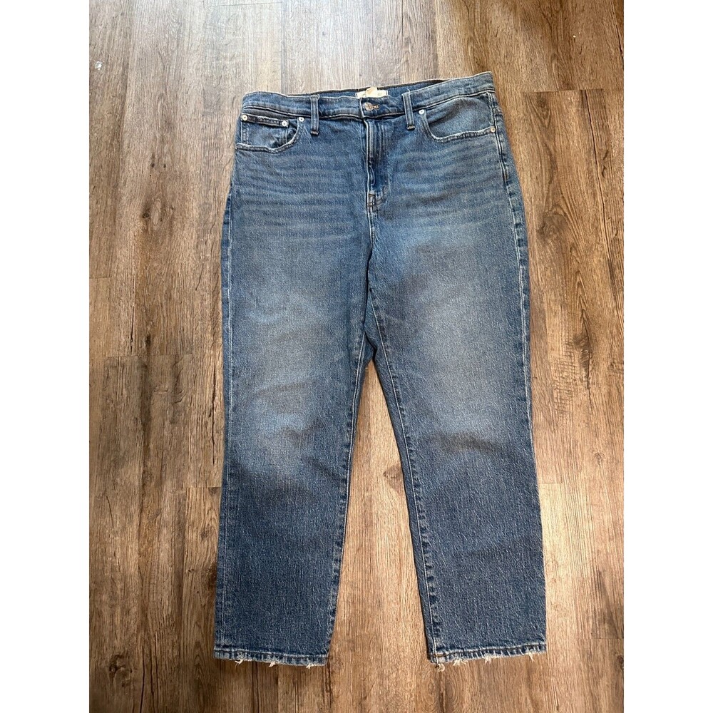 Madewell The High Rise Slim Boyjeans Size 32 High Waist Raw Hem Boyfriend